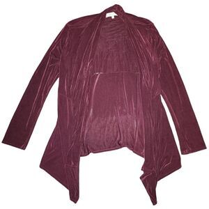 Jones Studio 2X Plus Size Burgundy Slinky Knit Waterfall Cardigan Stretch